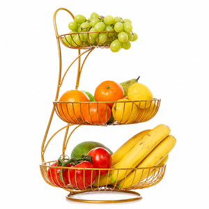2 Tier Fruit <b>Basket</b> Metal Wire Fruit Bowl Countertop Fruit Holder Detachable 2-Layer Vegetable <b>Storage</b> Organizer for Kitchen - Product Image 3