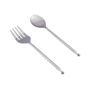 Classic Finish Metal Salad Server Set Stainless Steel Salad <b>Serving</b> <b>Spoon</b> Fork Kitchen Dining Table Use - Product Image 4