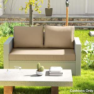 2 plazas Beige al aire libre Patio muebles cojines gruesos Loveseat cojines cubierta extraíble resistente a la decoloración almohadas al aire libre cojines - Product Image 2