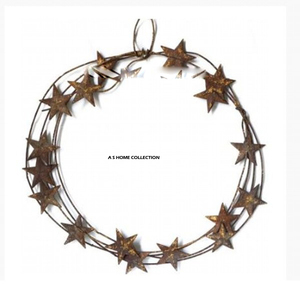Customizable Brown Color <b>Star</b> Shape Blank Sublimation <b>Hanging</b> Wreath Professional Event Wedding Backdrop Ornament Festive Use - Product Image 3