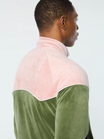 Ensemble deux pièces veste zippée et pantalon à cordon en velours de marque personnalisée pour les hommes grands et grands survêtement d'hiver à blocs de couleurs pour hommes