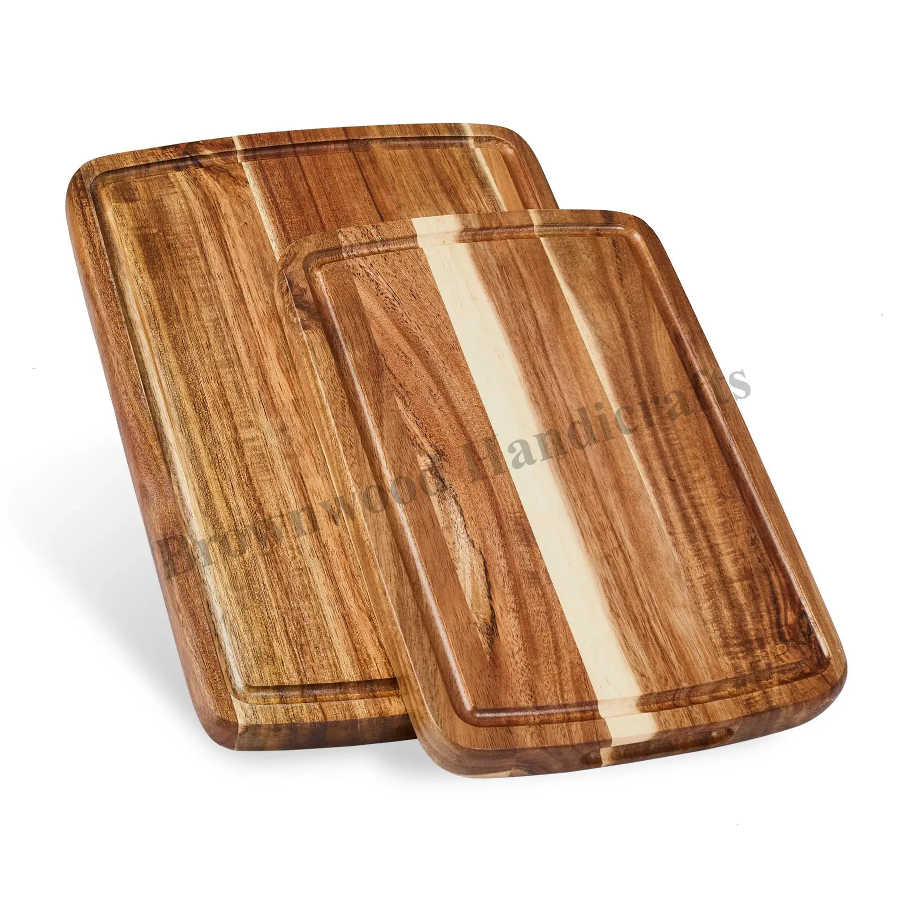 Wholesale Supplier Solid Acacia Wood Cutting Chopping Board Set of 2 Deep Juice Groove Cutting Board Kitchen & Restaurant Use