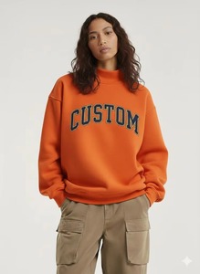 Women's Oversized Mock Neck Long Sleeve Fleece Fabric <b>Sweatshirt</b> <b>Embroidery</b> Custom Placement Print Polka Circle Graphics Relaxed - Product Image 6