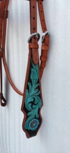 Conjunto de Brida y Pechopetral de Cuero Estilo Western, Cabezada con Grabados, Pechopetral para Caballo, Conjuntos de Bridas Western - Product Image 3