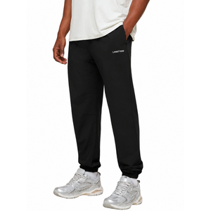 Customized Men Logo <b>Fleece</b> <b>Trouser</b> Relaxed Fit Drawstring Waist Open Hem Streetwear Pants OEM Apparel Factory Wholesale Supplier - Product Image 1