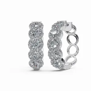 Pendientes de Aro de Oro Blanco de 18K con Corte Redondo y Claridad VVS, Cultivados en Laboratorio y Certificados por IGI, con 114 Piezas para Mujer - Diseño Moderno - Product Image 1