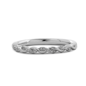 Anillo de boda de lujo con diamante redondo cultivado en laboratorio de 0.9 mm, banda trenzada con pavé y contorno, certificado IGI - Product Image 2