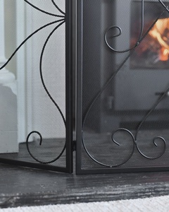Victorian Scroll Metal Fireplace <b>Screen</b> Three Panel Folding Mesh Spark Guard Decorative Hearth <b>Protector</b> Windsor Scroll Design - Product Image 3
