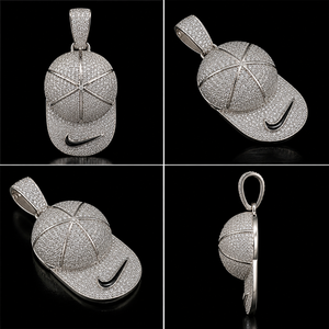 Iced Out Black Enamel <b>Hat</b> Pendant 14KT Gold VVS Lab Grown Diamonds 4-5CT Hip Hop Pendant Jewelry - Product Image 6