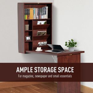 Modern Style Convertible <b>Fold</b> <b>Desk</b> Durable Mahogany Floating Computer Table MDF Wall Mounted for Home Office Bedroom Kitchen Use - Product Image 5