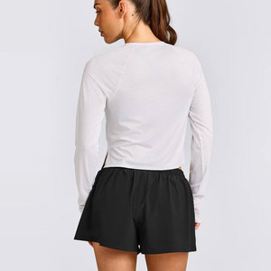 Camiseta Deportiva de Manga Larga para Mujer, Sin Relleno, con Diseño de Orificios para Pulgares en los Puños, Transpirable, de Alta Calidad, Poliéster/Elastano - Product Image 2