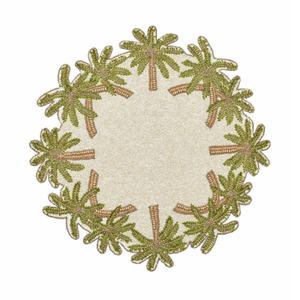 New Arrival Novelty Floral Leaf Beaded Place <b>Mat</b> Handmade Glass Beaded Charger Plate Dinning <b>Table</b> Decor Beaded <b>Table</b> <b>Mat</b> - Product Image 3