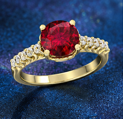 925 Sterling <b>Silver</b> Gold Plated Ruby CZ Engagement <b>Ring</b> Round Cut <b>Solitaire</b> <b>Ring</b> with Cubic Zirconia Side Stones Luxury Women - Product Image 4