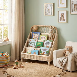 Étagère à livres pour enfants en rotin tressé à la main, style bohème moderne, prix de gros du Vietnam - Product Image 4