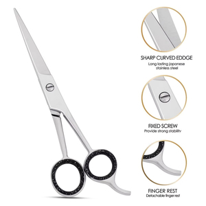 กรรไกรตัดผมสวยงาม ปลายใบมีดคมสำหรับการตัดอย่างแม่นยำ ใช้ในบ้านและร้านเสริมสวย สแตนเลสเกรดพรีเมียม (สีเงิน) - Product Image 6