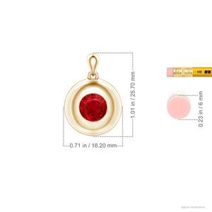 จี้รูปเหรียญสำหรับผู้ชาย ทอง 14K 18K ประดับทับทิมสีแดงทรงกลมขนาด 9 มม. น้ำหนัก 2.5 กะรัต พร้อมสายสร้อย คุณภาพสูง ได้รับการรับรองจาก IGI เครื่องประดับชั้นดี - Product Image 2