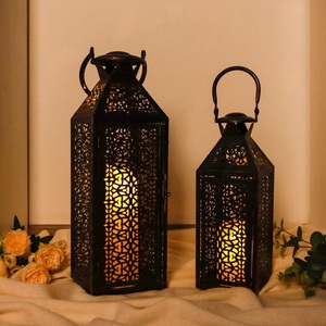 Moroccan Metal <b>Lantern</b> <b>Set</b> Cylindrical Home Decoration Durable Candle Holder - Product Image 5