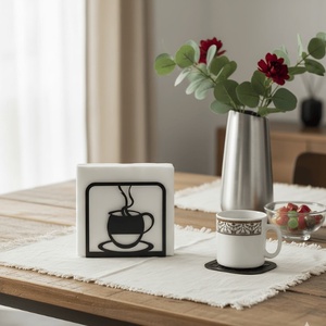 Modern <b>Black</b> Metal Napkin Holder Christmas Tree Silhouette Design <b>Paper</b> <b>Tissue</b> Stand Holiday Winter Dining Organizer - Product Image 2