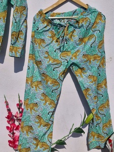 Ensemble pyjama en coton imprimé léopard pour femmes, chemise à manches longues et pantalon, vêtements de nuit, ensemble de détente - Product Image 6