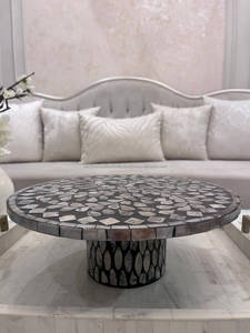 Mesa de centro moderna con incrustaciones de madreperla para ocasiones especiales Mesa de acento elegante hecha a mano para bautizos y celebraciones - Product Image 3