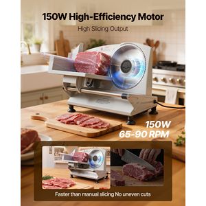 Máquina Cortadora de Carne Eléctrica de 6.7 Pulgadas y 150W, Certificación ETL, Dos Cuchillas SUS420, Grosor Ajustable de 0-0.6 Pulgadas, Picadora y Cortadora de Carne - Product Image 2
