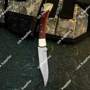 Cuchillo Plegable Hecho a Mano de Acero Inoxidable con Mango de Madera Padauk Roja y Latón, Cuchillo de Bolsillo Plegable para Exteriores, Personalizable OEM - Product Image 6