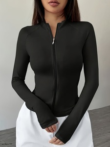 Cardigan de yoga long pour femme, ouvert sur le devant, manches longues, coupe décontractée, respirant, en nylon et élasthanne, léger, pour superposition - Product Image 1