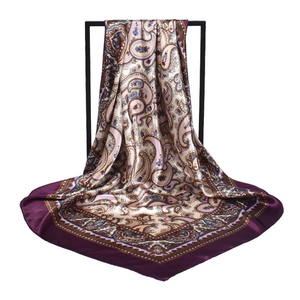 Foulard carré en soie de luxe pour femmes, 90x90cm, foulard en satin, bandana doux, hijab, foulard pour cheveux pour dames - Product Image 4