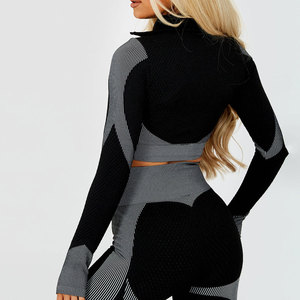 Women's Seamless 3 Piece <b>Workout</b> Set Custom Yoga Fitness Activewear Sports Bra High Waist Leggings and <b>Jacket</b> Gym Wear Outfit - Product Image 5