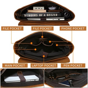 Waterproof Genuine Cow Leather <b>Backpack</b> Anti-Theft Vintage <b>Laptop</b> Rucksack for <b>Work</b> and Travel LBP-0444 - Product Image 3