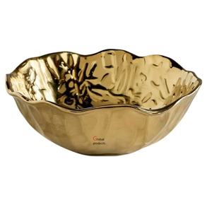 Tazón de servicio de aspecto martillado de acero inoxidable con acabado dorado brillante de alta venta para restaurante de hotel - Product Image 1