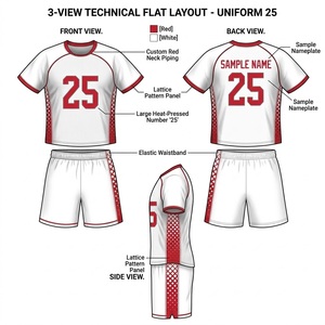 Ensemble de shorts de lacrosse personnalisés blancs et rouges, impression par sublimation, vêtements de sport respirants en polyester pour hommes adultes - Product Image 3