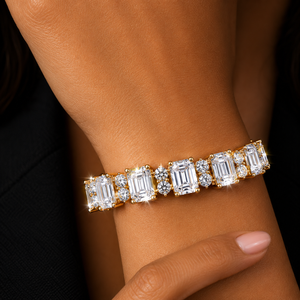 Bracelet tennis en moissanite taille émeraude avec diamants ronds d'appoint, en argent sterling 925, bijoux fins, fabricant OEM en gros - Product Image 2
