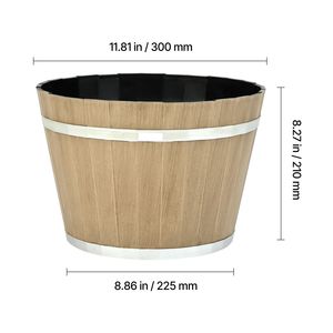 Set di 4 Vasi per Piante a Forma di Botte di Whisky da 30 cm, Grandi Vasi Decorativi in Plastica con Fori di Drenaggio Imitati per Uso Interno - Product Image 5