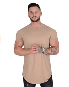 T-shirt à manches courtes pour homme, couleur unie, col rond, coupe ajustée, respirant, jersey de coton, vêtements décontractés - Product Image 4