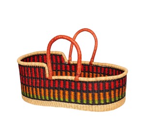 Trader modern colorful high <b>wall</b> seagrass changing <b>basket</b> alongside rattan changing kid <b>basket</b> featuring leather straps - Product Image 3