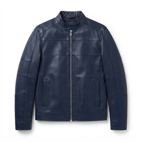 Blouson en cuir de vachette vintage pour homme, col montant, logo personnalisé sur le devant, style denim, veste chaude rembourrée en coton, vente en gros OE