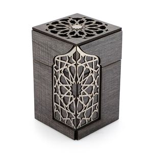 Brûleur d'encens Bakhoor en bois avec coupelle métallique, brûleur d'encens Oud arabe, brûleur décoratif pour la maison, brûleur de parfum, décoration du Ramadan, export - Product Image 2