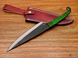 Cuchillo de Caza con Mango Verde, Hoja de Punta de Lanza, Borde Recto, Acero al Carbono de 0.6 mm de Grosor, Grado DIY - Product Image 2