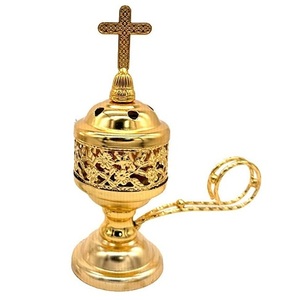 Quemador de incienso de latón puro de alta calidad con acabado pulido, quemador de Loban tradicional de latón vintage para decoración del hogar. - Product Image 3