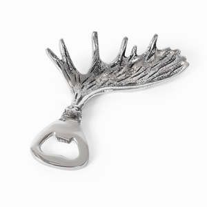 Abridor de Botellas de Metal Decorativo con Diseño de Cuerno de Ciervo Rústico, Estilo Antiguo Plateado, Accesorio de Bar para Cocina y Comedor - Product Image 2