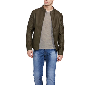 <b>Men's</b> Slim Fit Vintage Stand Collar Faux Leather <b>Jacket</b>-Heat Transfer Printed <b>Letter</b> Pattern Summer Lightweight Zipper Closure - Product Image 3