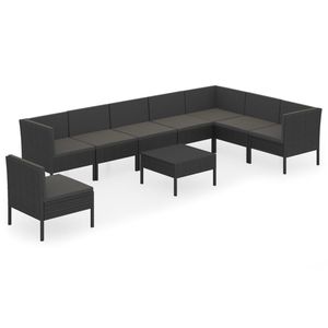 Ensemble de salon de jardin moyen en rotin PE noir avec acier thermolaqué – Mobilier d'extérieur élégant - Product Image 2