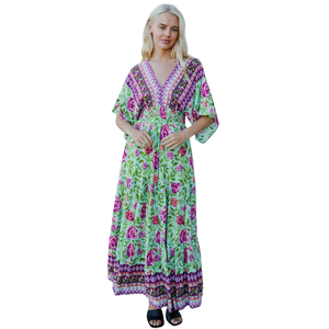 Vestido maxi bohemio para mujer, vestido festivo con estampado floral - Product Image 3