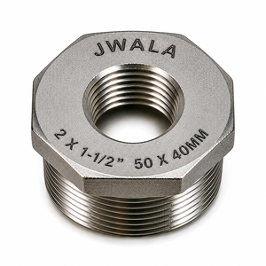 Buje Reductor de Acero Inoxidable de Alta Resistencia, 1-1/4 x 1/2 Pulgadas (32x15mm), Adaptador Roscado Redondo para Tubería Hidráulica - Product Image 1
