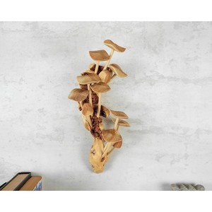 Fabuleuse sculpture murale en bois en forme de champignon, faite à la main, décoration rustique, art pour salon, forme irrégulière, artisanat en bois - Product Image 1
