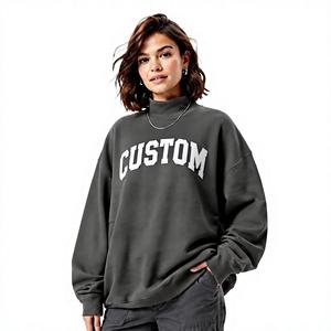 Professional Manufacturers OEM Custom Design <b>Women</b>’s Mock Neck Pullover Outerwear Loose Fit <b>Sweatshirt</b> Made in Pakistan - Product Image 1