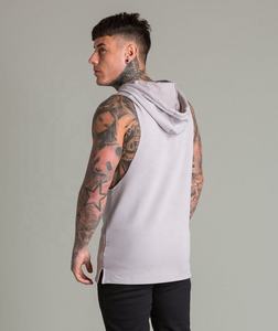 เสื้อกล้ามมีฮู้ดแขนกุดสำหรับผู้ชาย สีเทา ผ้าถัก ระบายอากาศได้ดี สวมใส่สบาย ทรงปกติ สไตล์ฤดูร้อน - Product Image 3