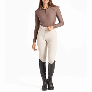 <b>Long</b> Sleeve Base Layer Stretchy Breathable Slim Fit <b>Canvas</b> & Cotton Women Horse Riding Equestrian Competition Show Shirt - Product Image 6