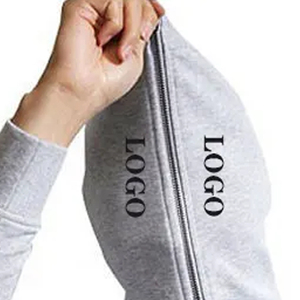 Men's Gray Hooded <b>Zip</b>-<b>Up</b> Sweatshirt Regular Fit Cotton French Terry Casual Streetwear With Front Logo Print Autumn Wear - Product Image 2